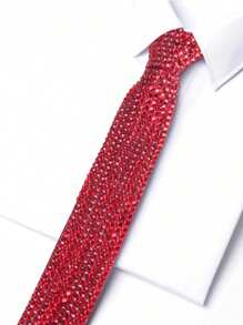 Gravata masculina com strass e glitter, ótima para casamentos, festas, fantasias e gravatas com lantejoulas e glitter (cor prata/AB/vermelho/azul)