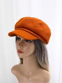 1 件女士八角形贝雷帽，简约设计，适合日常使用，温暖的冬秋