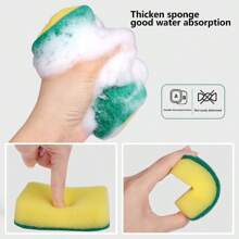 5/10pcs Multi-Functional Cleaning Sponge Brush, Household Cleaning Double-Sided Scouring Pad, Two-Sided Dish Washing Sponge, Pot Brush, High-Quality Kitchen Sponge, Scratch-Free Sponge Scrubber, Super Absorbent Sponge Block, Dual-Color Cleaning Brush, Cleaning Supplies, Kitchen Decontamination Cleaning Tools - Multicolor - View 7