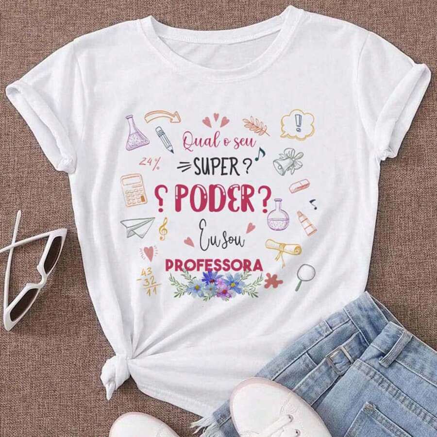 Women's T-Shirt Teacher Blouse - Vitt - Visa 1