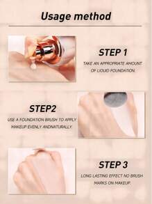 1pc Powder Foundation Brush, Liquid Foundation Brush, Ultra Soft, Professional Makeup Tool, Suitable For Daily Facial Makeup - Black - View 4