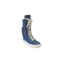 High Top Fashion Sneaker Lace Up Street Shoes With Side Pocket Racer-1 - Blue - View 3