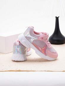 1 双女童透气网眼运动鞋，软底防滑儿童户外休闲跑步运动鞋，适合春夏秋冬 - 粉色 - 查看 7