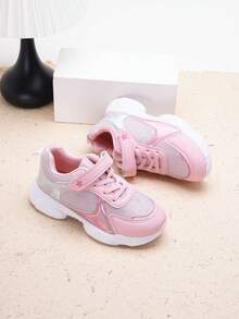 1 双女童透气网眼运动鞋，软底防滑儿童户外休闲跑步运动鞋，适合春夏秋冬 - 粉色 - 查看 3