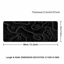 1pc Black Topographic Mouse Pad, White Extended Gaming Mouse Pad, Topographic Desk Mat Laptop Desk Decor Writing Pad For Work, Game, Office, Home - Topographic Contour