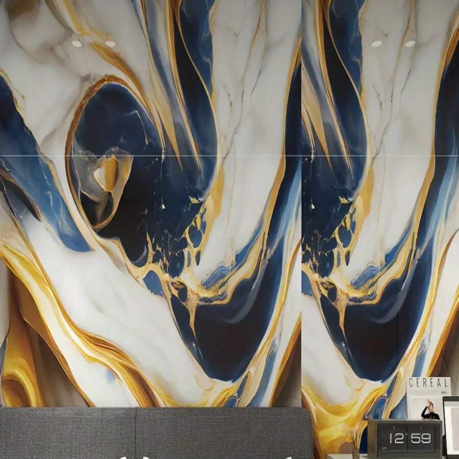 Luxury Blue Glossy SelfAdhesive Wallpaper Roll, Vinyl, Waterproof