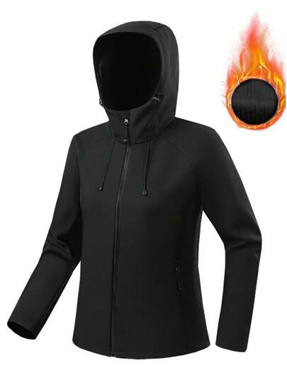 1 pieza Chaqueta impermeable y a prueba de viento con forro térmico de softshell para mujer, para senderismo y camping, otoño/invierno, forro polar