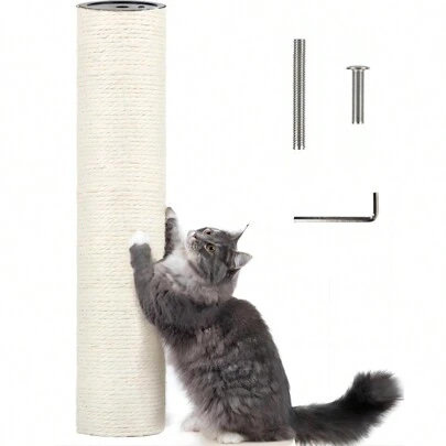 1 Root M8 Cat Scratching Post Replacement, 15.5 X 3 Inches Natural Sisal Cat Tree Post Replacement, Replacement Cat Scratching Post For Kitten Tree Tower Cat Furniture Accessories