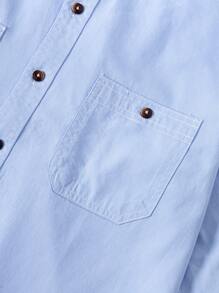 Men's Denim Top Shirt Long-Sleeved Casual Fashion Japanese Retro Plain Fashion New Pocketed Cotton Shirt Jacket - 淺藍色 - 查看 4