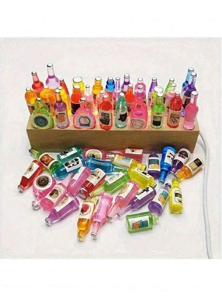 5 chiếc chai rượu mô phỏng huỳnh quang mini ngẫu nhiên, sản phẩm tự làm, đồ thủ công bằng nhựa thu nhỏ, nhân vật phong cảnh thu nhỏ, đồ trang trí quầy bar, đồ trang trí phòng, đồ trang trí xe hơi - Nhiều màu - Xem 5