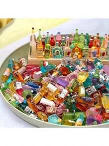 5个随机迷你荧光仿真酒瓶，DIY产品，微型树脂工艺品，微型景观人物，酒吧装饰，房间装饰，汽车装饰 - 彩色 - 查看 1