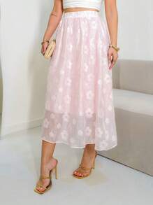 Women's Midi Tulle Skirt With Florida Print/A828 - 粉色 - 查看 4