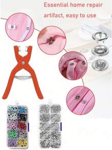 50 pièces/100 pièces Boutons pression en métal + outil d'installation + boîte de rangement, boutons universels sans couture ni rivet, pinces à boutons pression, boutons à cinq griffes, pour artisanat DIY, vêtements, chapeaux, sacs (couleur aléatoire)