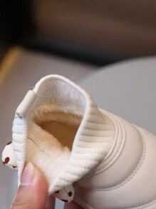 1 paire de bottes enfant filles mode floral confortables et chaudes, bottes de neige imperméables antidérapantes en PU à semelle épaisse, bottines plates mignonnes pour bébé/tout-petit, convenant aux filles en automne/hiver