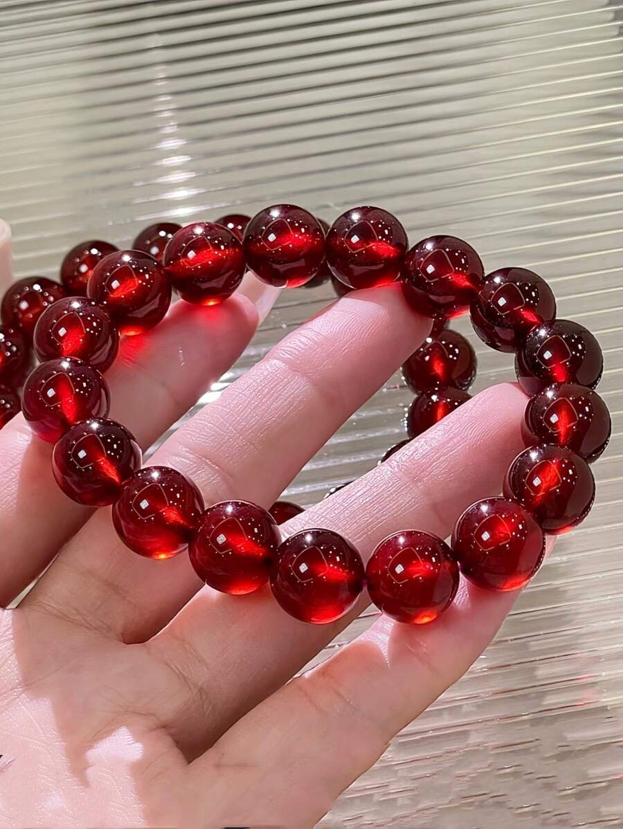 1pc 12mm Fashionable Natural Energy Healing Stone Yoga Bracelet