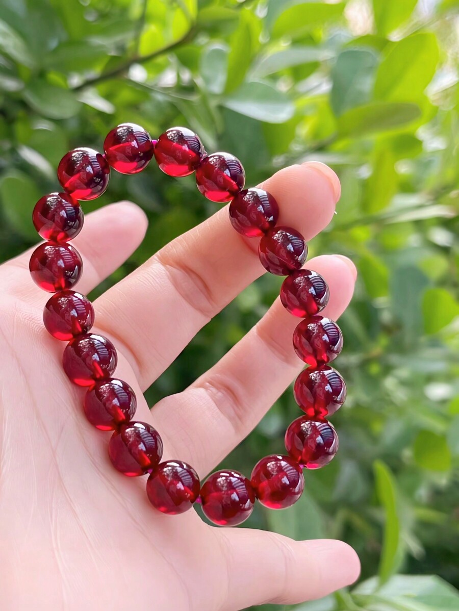 1pc 12mm Fashionable Natural Energy Healing Stone Yoga Bracelet