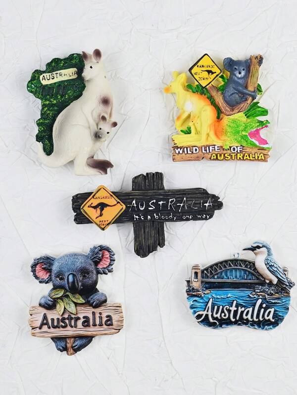 1pc Australia Kangaroo Koala Road Sign Fridge Magnet, Cute Decorative Magnets, Office Magnets, Personalized Fridge Magnets For Whiteboards, Lockers, Dishwashers, Kitchen Decor, Home Decor, Valentine's Day, Christmas, Halloween Gifts, Gifts For Friends And Family