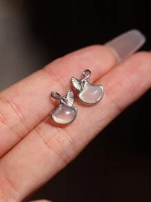 1 Cặp bông tai khảm đá mã não bạc Sterling 925, phong cách lá bạch quả, sang trọng cao cấp thanh lịch phù hợp cho phụ nữ mặc hàng ngày, đi nghỉ và dự tiệc - Bạc - Xem 6