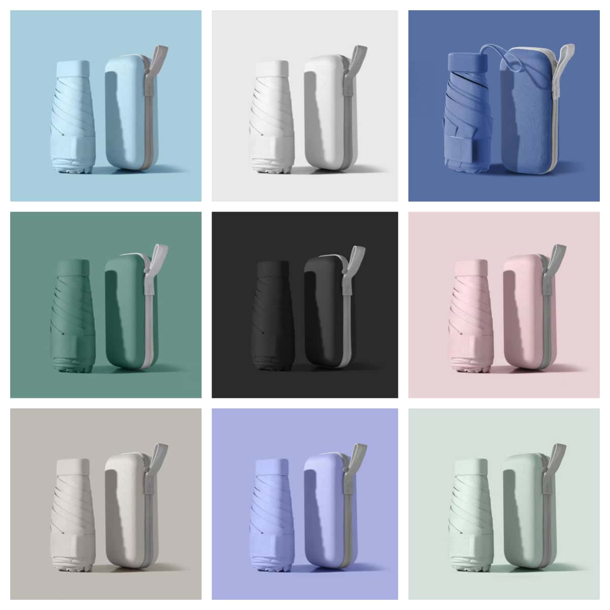 1 pezzo Ombrello a capsula, ombrello nero in gomma antivento e parasole, compatto e portatile, resistente ai raggi UV, ombrello parasole.