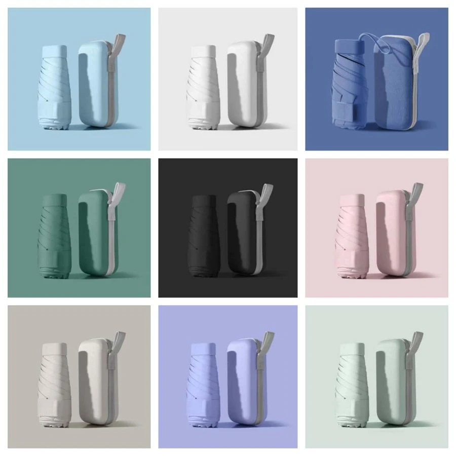 1pc Capsule Umbrella, Black Rubber Sunscreen And Sunshade Umbrella, Compact And Portable UV Resistant Umbrella, Sun Umbrella.