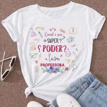 Women's T-Shirt Teacher Blouse - Vitt - Visa 2