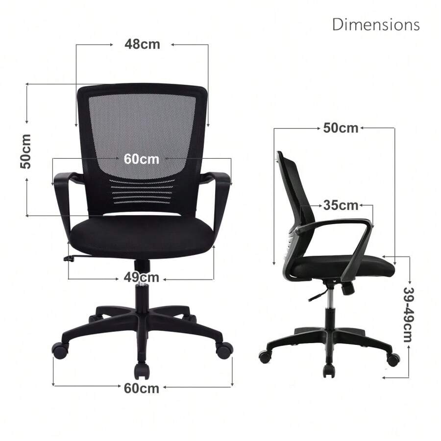 Mesh Computer Office Chair Mid Back Swivel Desk Chair With Height