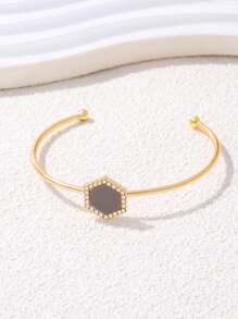 1 chiếc vòng tay bằng nhựa khảm đá hình lục giác cổ điển, quà tặng thời trang cho phụ nữ - Vòng tay kim cương hình lục giác - Xem 14