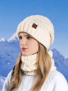 JOYLORD 女士冬季针织帽和围巾套装，保暖耳罩无檐小便帽头饰 - A - 查看 8