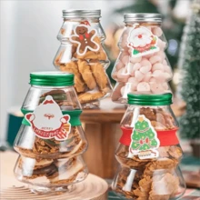 4pcs Unique Candy Snack Plastic Jars Transparent Food Storage Containers Without Stickers, Christmas Tree Shape Bottles Suitable For Holiday Theme Party And Gift,Christmas Gifts,Merry Christmas, Home Decoration, Christmas Gifts, Home Gifts, Room Decoration - Multicolor - View 4