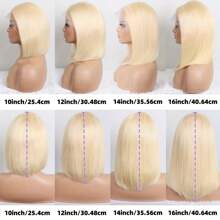 13x4 transparente 613 blonde Honigfarbe gerade Bob Spitzenfrontinets für Frauen, 180% Dichte brasilianisches Echthaarperücke blonde Bob Perücke, kurze gerade Spitzenfront Bob Perücke - Blonde - Übersicht 9