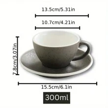 1 Set Vintage Style Ceramic Coffee Cup & Saucer Set, 10.14 Oz - Perfect For Espresso, Cappuccino And Latte Art, Dishwasher Friendly, Back To School - Multicolor - View 8
