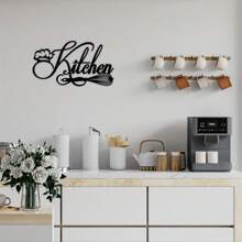 Placa de cozinha de metal rústica de fazenda de 1 peça - decoração de parede desgastada, fácil de pendurar, perfeita para casa, cozinha ou sala de jantar, decorações de Mardi Gras e Páscoa, decoração de casa, decoração de quarto, presentes de decoração de parede, aniversário, formatura, decoração de cozinha - Preto - Ver 7
