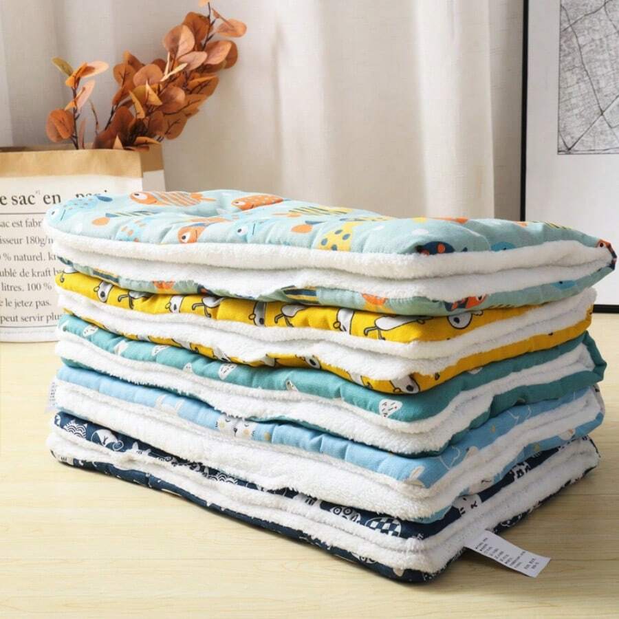 1pc Cat Sleeping Mat, DualSided Thin Lamb Wool Blanket Suitable For