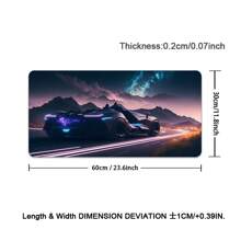 鼠标垫超级跑车插画印花防滑键盘垫跑车定制电脑桌垫游戏玩家橱柜地毯鼠标垫适用于游戏和办公室 - 彩色 - 查看 16