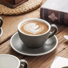 1 Set Vintage Style Ceramic Coffee Cup & Saucer Set, 10.14 Oz - Perfect For Espresso, Cappuccino And Latte Art, Dishwasher Friendly, Back To School - Multicolor - View 4