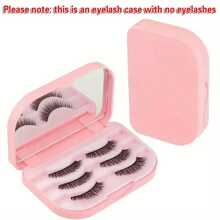 1pc 3-Layer False Eyelash Storage Box With Built-In Mirror - Travel Friendly False Eyelash And Cosmetic Tissue Box (Excluding False Eyelashes) - Pink - View 1