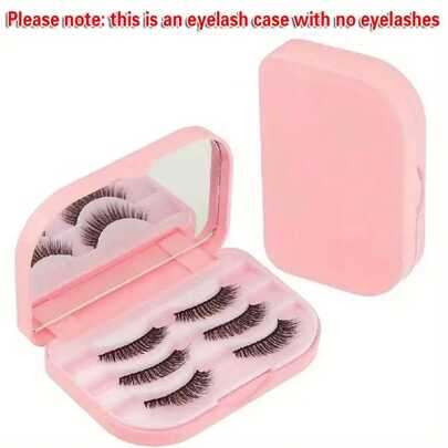 1pc 3-Layer False Eyelash Storage Box With Built-In Mirror - Travel Friendly False Eyelash And Cosmetic Tissue Box (Excluding False Eyelashes)