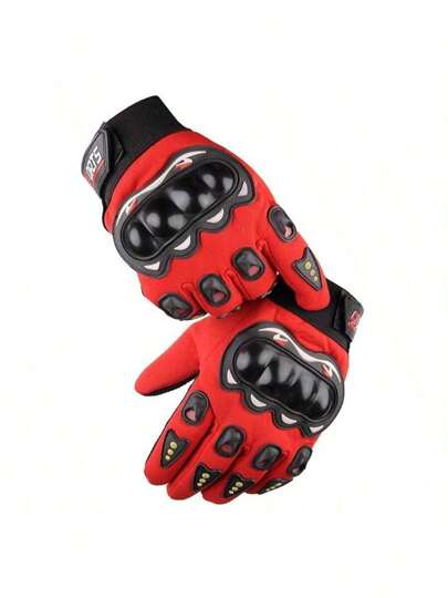 1 pza Guantes Premium con Nudillos Duros - Dedos Completos Antideslizantes, Duraderos, Transpirables y de Secado Rápido para Ciclismo, Carreras, Ejercicio, Entrenamiento en el Gimnasio y Deportes al Aire Libre Cierre de Tirón, Lavables a Mano y Construcción de Tejido de Punto Guantes de dedo completo para motocicleta, manoplas para pantalla táctil, para Motocross, Fitness al aire libre, 1 par