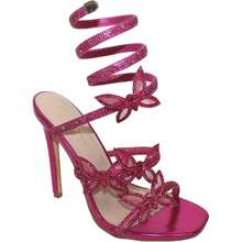 Bonnibel Women Butterfly Rhinestone Strappy High Heels Sandals Patricia-2 - 紫紅色 - 查看 2