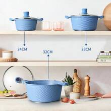 2 buc/Set Set de vase de gătit Maifanshi din aluminiu, inclusiv oală și tigaie antiaderență, potrivite pentru plită pe gaz și cu inducție, oale multifuncționale pentru fierbere de fructe de mare