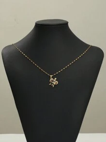1 pieza Collar de tortuga colorida de la serie Ocean, estilo vacacional, material de cobre con circonita, cadena de labios de acero inoxidable, adecuado para mujeres, regalo ideal para parejas