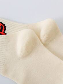 5pairs Mixed Letter & Numeric Print Casual Crew Socks For Women, Fall - Multicolor - View 8