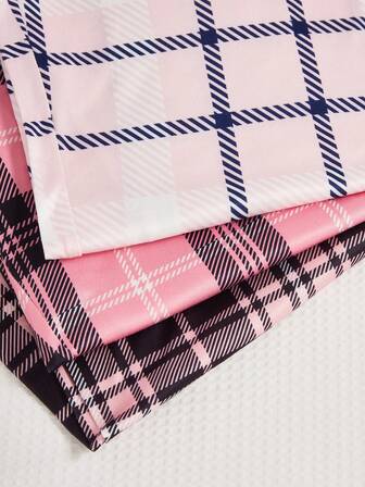 3pcs/Set Colorful Plaid Print Pajama Pants Set, Casual Loungewear, Fall Winter Clothes