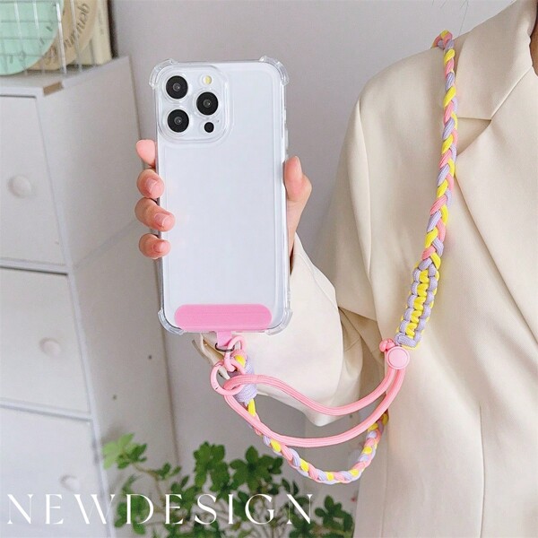 1 pieza Cordón trenzado para teléfono, Correa cruzada ajustable larga, Antideslizante y resistente a caídas con conector, se ajusta a la mayoría de las fundas de teléfono - Regalo para madre, familia, amigos, cumpleaños, vacaciones, accesorio para teléfono