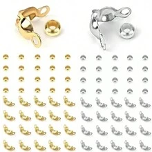 100pcs/Pack Stainless Steel Golden Connector Crimp Beads For DIY Bracelet Necklace Jewelry Making Supplies