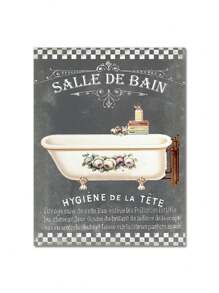 1幅法式浴室装饰画，复古海报，Le Bain黑板风格，做旧精美墙面艺术帆布画，无框。 - 彩色 - 查看 9
