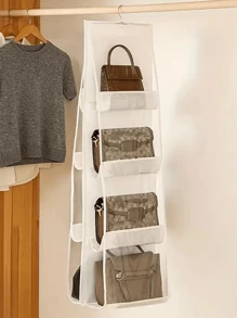 1 pezzo/2 pezzi Organizer salvaspazio con 1/6/8 scomparti, organizer multistrato portatile per borse e borsette da appendere nell'armadio, supporto per borse, design pieghevole per una facile conservazione quando non in uso, facile da trasportare, organizer per portafogli, scaffale per borse, forniture scolastiche, accessori scolastici, decorazione per la stanza, decorazione per la casa, organizer per studenti universitari, adatto per camere da letto, soggiorni, corridoi, armadi o scaffali, ecc.