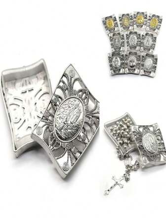 1set Bead Gift Box, Zinc Alloy Metal Hollow Packaging Box, Necklace Jewelry Gift Box Suitable For Storing Beads And Jewelry