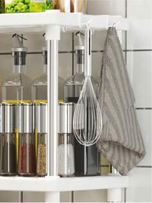 4 niveles, estante de almacenamiento moderno y minimalista independiente para aperitivos para dormitorio, cocina, accesorios de sala de estar, organización y almacenamiento de Home, almacenamiento de baño - Blanco - Ver 5