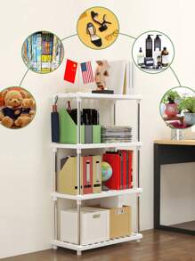 4 niveles, estante de almacenamiento moderno y minimalista independiente para aperitivos para dormitorio, cocina, accesorios de sala de estar, organización y almacenamiento de Home, almacenamiento de baño - Blanco - Ver 3